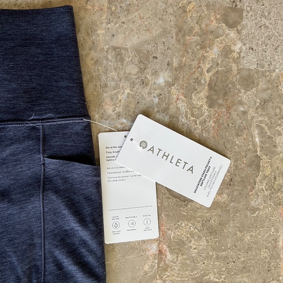 NWT Athleta Salutation Stash Pocket II Softluxe Tight Navy Blue Small - Picture 3 of 6